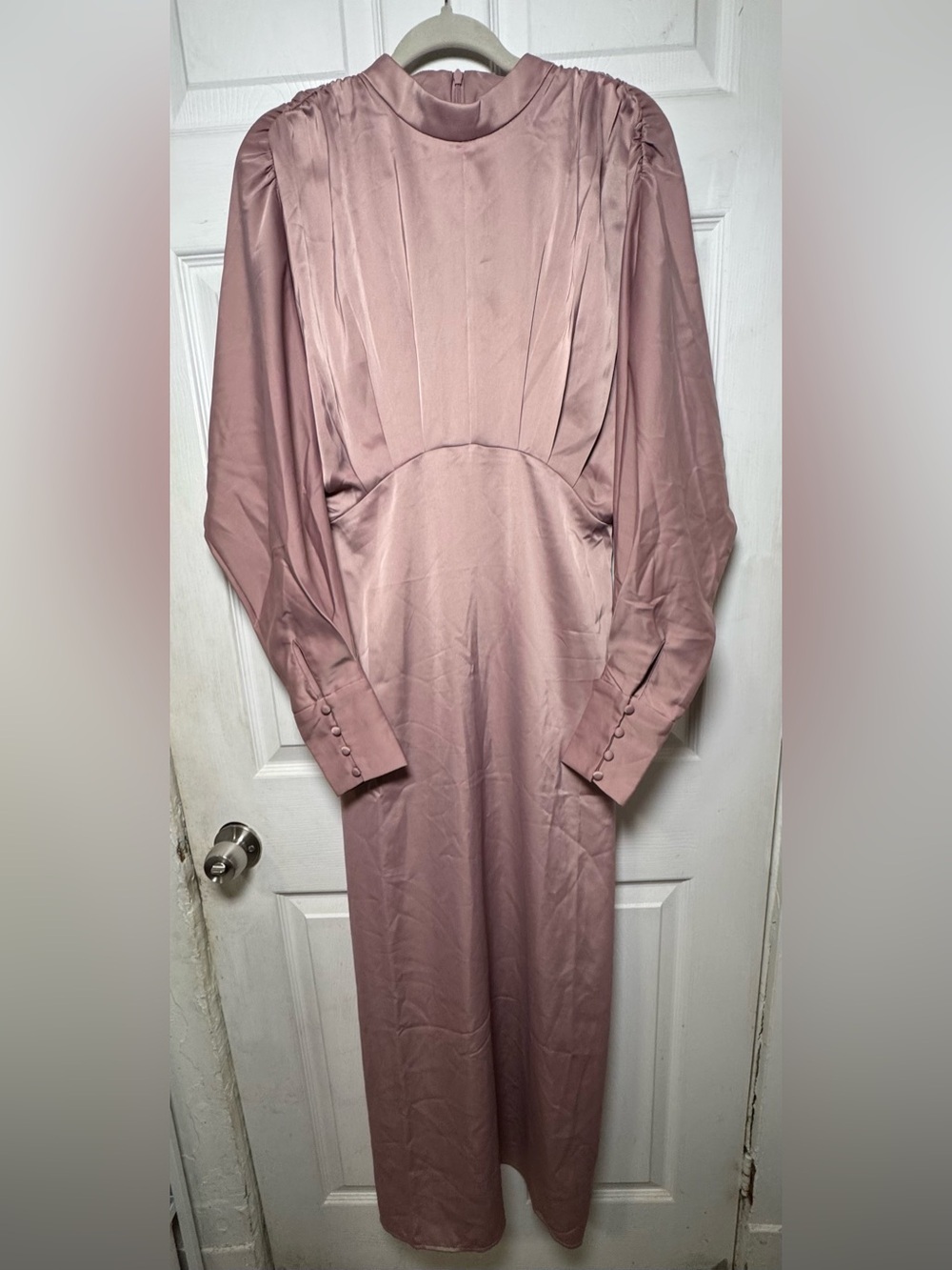 Veiled Collection Rawan Satin Maxi Dress Dusty Pink NWOT Women’s Small Modest